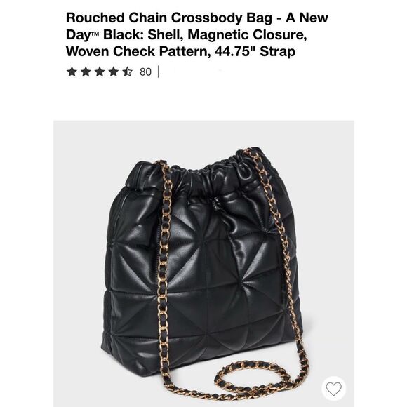 A New Day  Rouched Chain Crossbody Bag Gold Black - NWT TikTok Trending Purse - Picture 2 of 4